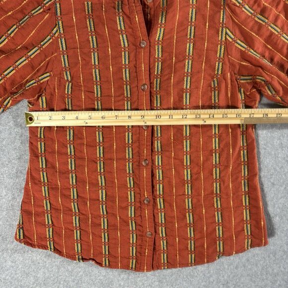 Anthropologie Pilcro Orange Indi Embroidered Button Down Blouse Size M - Picture 4 of 9